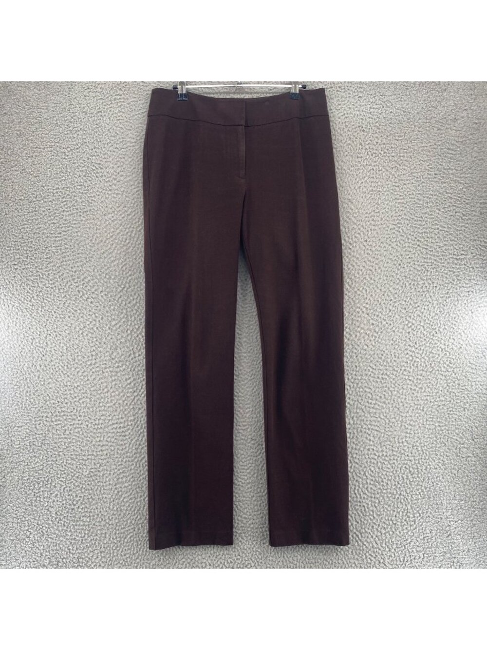 Chicos Pants Womens 0.5 US 6 Brown Straight Leg Cotton Blend Twill Stretch Work